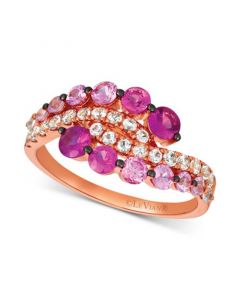 Strawberry Layer Cake Multi-Gemstone Ring in 14k Rose Gold