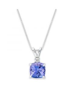 14k White Necklace, Tanzanite (1-5/8 ct. t.w.) and Diamond Accent Cushion Pendant