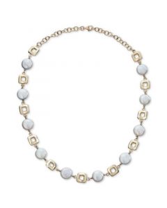 Cultured Coin Freshwater Pearl (10mm) Collar Necklace in 14k Gold, 14-1/2" + 2" extender