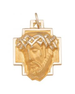 Christ Head Pendant in 14k Yellow Gold