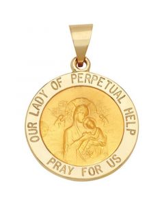 "Our Lady of Perpetual Help" Medal Pendant in 14k Yellow Gold