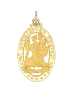 Saint Christopher Medal Pendant set in 14k Yellow Gold