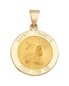 Saint Francis Medal Pendant in 14k Yellow Gold