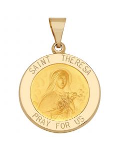 Saint Theresa Medal Pendant in 14k Yellow Gold