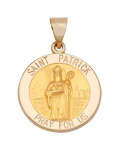 Saint Patrick Medal Pendant in 14k Yellow Gold