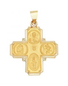 4-Way Medal Cross Pendant in 14k Yellow Gold