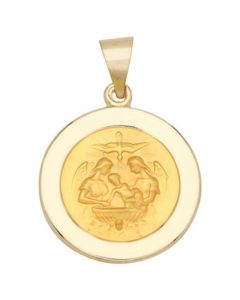 Baptism Medal Pendant in 14k Yellow Gold