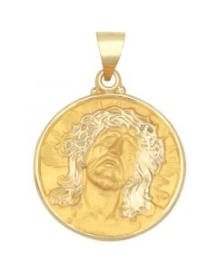 Christ Head Medal Pendant in 14k Yellow Gold