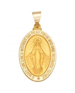 Miraculous Medal Pendant in 14k Yellow Gold