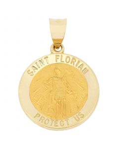 Saint Florian Medal Pendant in 14k Yellow Gold