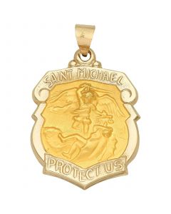 Saint Michael Pendant in 14k Yellow Gold