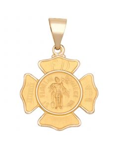 Saint Florian Badge Pendant in 14k Yellow Gold