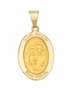 Saint Joseph Oval Medal Pendant in 14k Yellow Gold