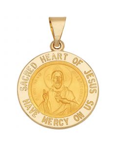 Sacred Heart of Jesus Medal Pendant in 14k Yellow Gold