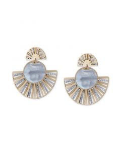 Mother-of-Pearl Two-Tone Fan Drop Earrings in Sterling Silver & 14k Gold-Plate