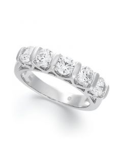 Certified Five-Stone Diamond Band Ring in 14k White Gold (1-1/2 ct. t.w.)