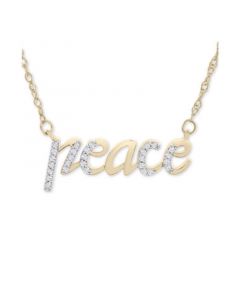 Diamond Peace 17" Pendant Necklace (1/10 ct. t.w.) in 14k Gold, Created for Macy's