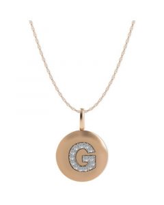 14k Rose Gold Necklace, Diamond Accent Letter G Disk Pendant