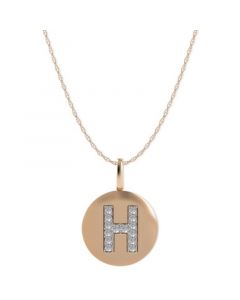 14k Rose Gold Necklace, Diamond Accent Letter H Disk Pendant