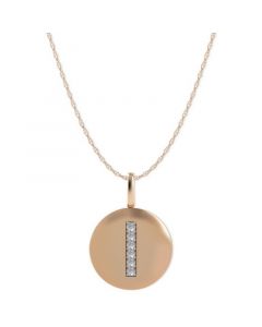 14k Rose Gold Necklace, Diamond Accent Letter I Disk Pendant