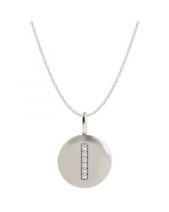 14k White Gold Necklace, Diamond Accent Letter I Disk Pendant