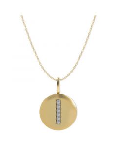 14k Gold Necklace, Diamond Accent Letter I Disk Pendant