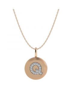 14k Rose Gold Necklace, Diamond Accent Letter Q Disk Pendant