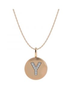 14k Rose Gold Necklace, Diamond Accent Letter Y Disk Pendant