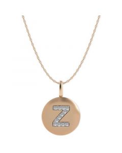 14k Rose Gold Necklace, Diamond Accent Letter Z Disk Pendant