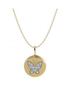 Diamond Butterfly Disk Pendant Necklace in 14k Gold (1/10 ct. t.w.)