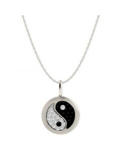 Diamond Yin Yang Disk Pendant Necklace in 14k White Gold (1/10 ct. t.w.)