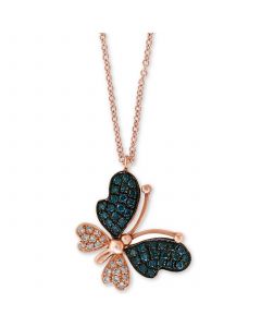 EFFY® Diamond Butterfly 18" Pendant Necklace (1/5 ct. t.w.) in 14k Rose Gold