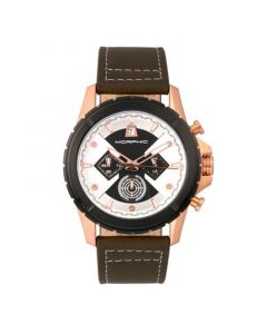 M57 Series, Rose Gold Case, Olive Chronograph Leather Band Watch, 43mm