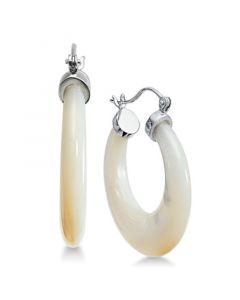 Mother-of-Pearl Hoop Earrings in Sterling Silver