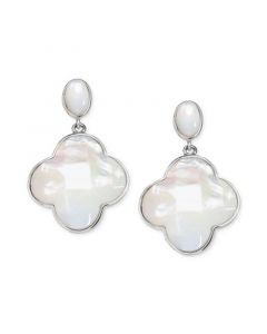 Mother-of-Pearl Clover Drop Earrings in Sterling Silver