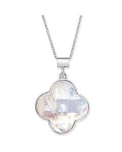 Mother-of-Pearl Clover 18" Pendant Necklace in Sterling Silver