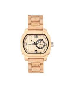 Scaly Wood Bracelet Watch W/Date Khaki 46Mm