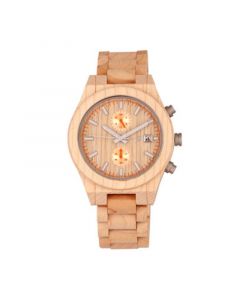 Castillo Wood Bracelet Watch W/Date Khaki 45Mm