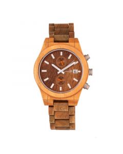 Castillo Wood Bracelet Watch W/Date Olive 45Mm