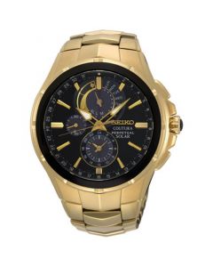 Men's Solar Chronograph Coutura Gold-Tone Stainless Steel Bracelet Watch 44mm