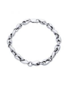 Men's Polished Curved Link Bracelet in Sterling Silver