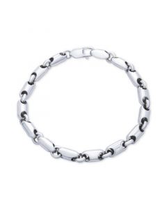 Men's Polished Rounded Link Bracelet in Sterling Silver