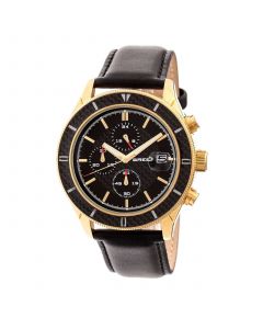 Quartz Maverick Chronograph Gold And Black Genuine Leather Watches 43mm