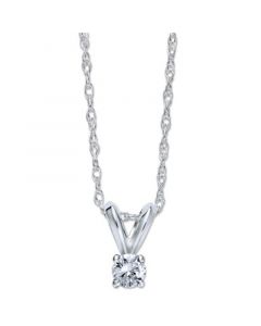 10k White Gold Necklace, Round-Cut Diamond Accent Pendant