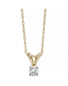 Round-Cut Diamond Pendant Necklace in 10k Yellow or White Gold (1/10 ct. t.w.)