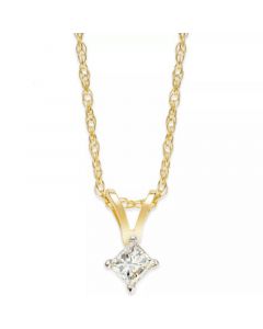 Princess-Cut Diamond Pendant Necklace in 10k Yellow or White Gold (1/10 ct. t.w.)