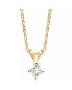 Princess-Cut Diamond Pendant Necklace in 10k Yellow or White Gold (1/6 ct. t.w.)