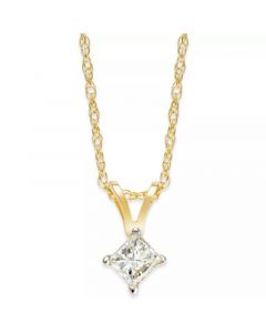 Princess-Cut Diamond Pendant Necklace in 10k Yellow or White Gold (1/4 ct. t.w.)