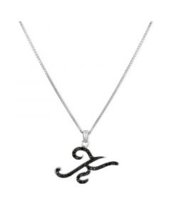 Sterling Silver Necklace, Black Diamond "K" Initial Pendant (1/4 ct. t.w.)