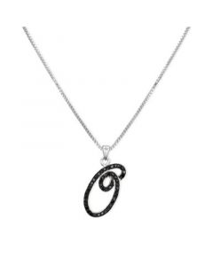 Sterling Silver Necklace, Black Diamond "O" Initial Pendant (1/4 ct. t.w.)